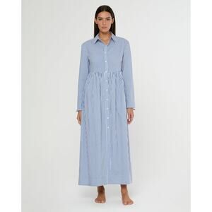 New ONIA Beach Stripe Poplin Maxi Shirtdress $285 LARGE Blue/White BUTTON-FRONT
